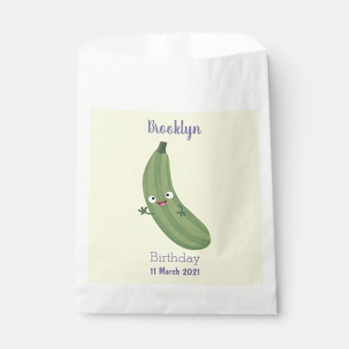 Cute zucchini happy cartoon illustration favor bag