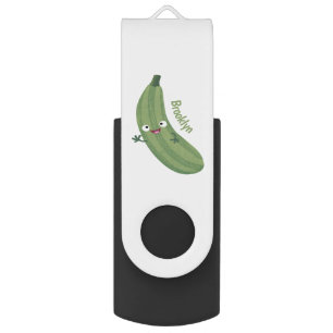 Cute zucchini happy cartoon illustration flash drive