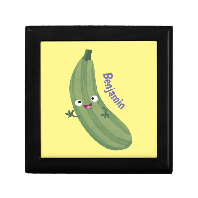 Cute zucchini happy cartoon illustration gift box (Front)