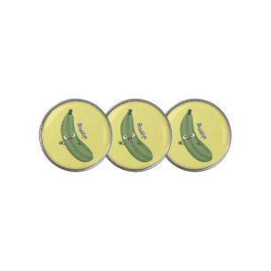 Cute zucchini happy cartoon illustration golf ball marker