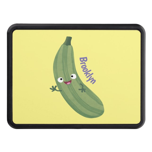 Cute zucchini happy cartoon illustration hitch cover (Front)