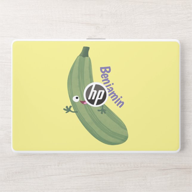Cute zucchini happy cartoon illustration HP laptop skin (Front)