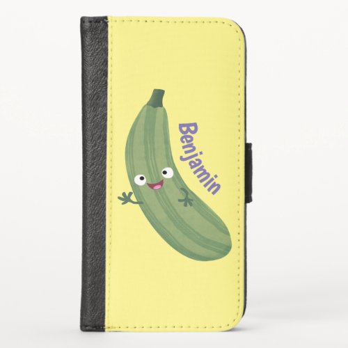 Cute zucchini happy cartoon illustration iPhone x wallet case