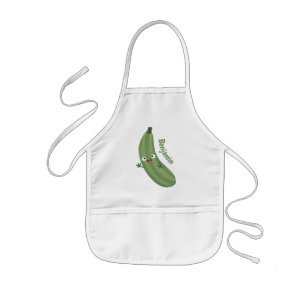Cute zucchini happy cartoon illustration kids' apron