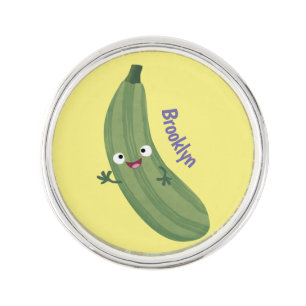Cute zucchini happy cartoon illustration lapel pin