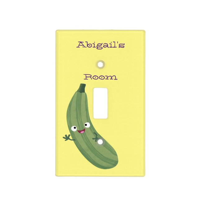 Cute zucchini happy cartoon illustration  light switch cover (Front)