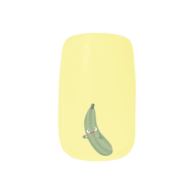 Cute zucchini happy cartoon illustration minx nail art (Left Thumb)