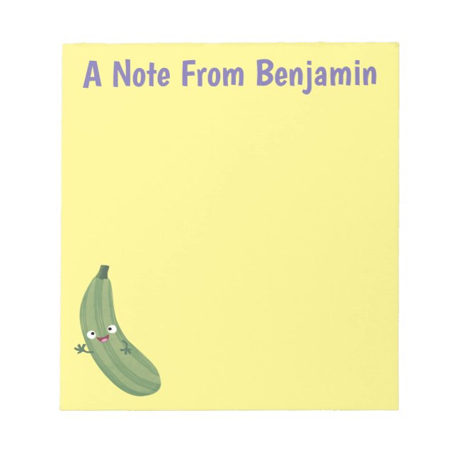 Cute zucchini happy cartoon illustration notepad (Front)