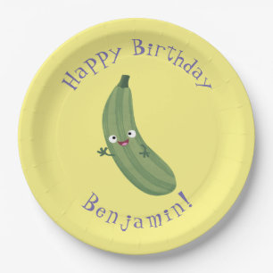 Cute zucchini happy cartoon illustration paper plates