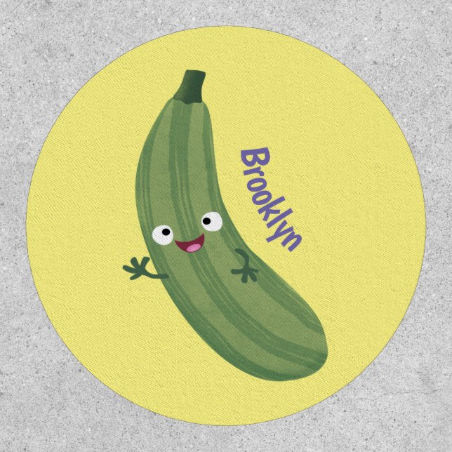 Cute zucchini happy cartoon illustration patch (Front)
