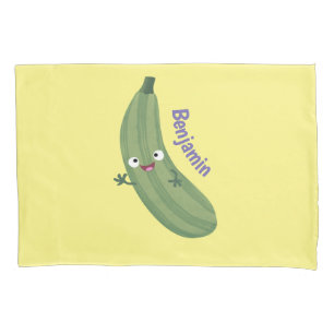 Cute zucchini happy cartoon illustration pillow case
