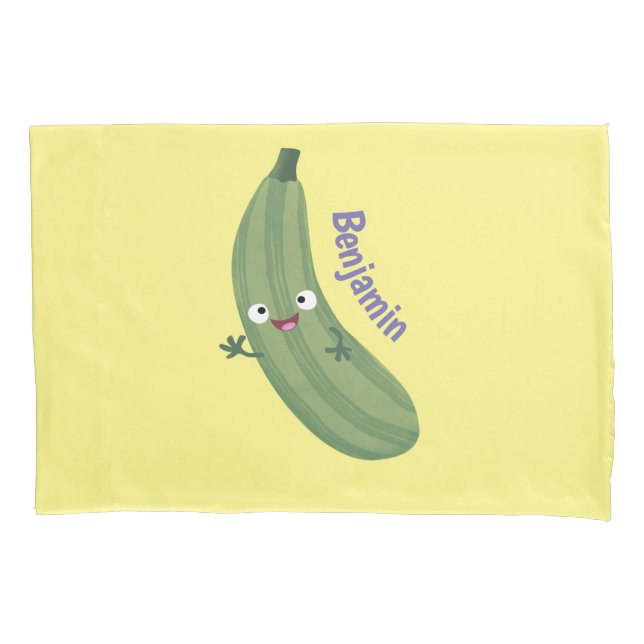 Cute zucchini happy cartoon illustration pillow case (Front)