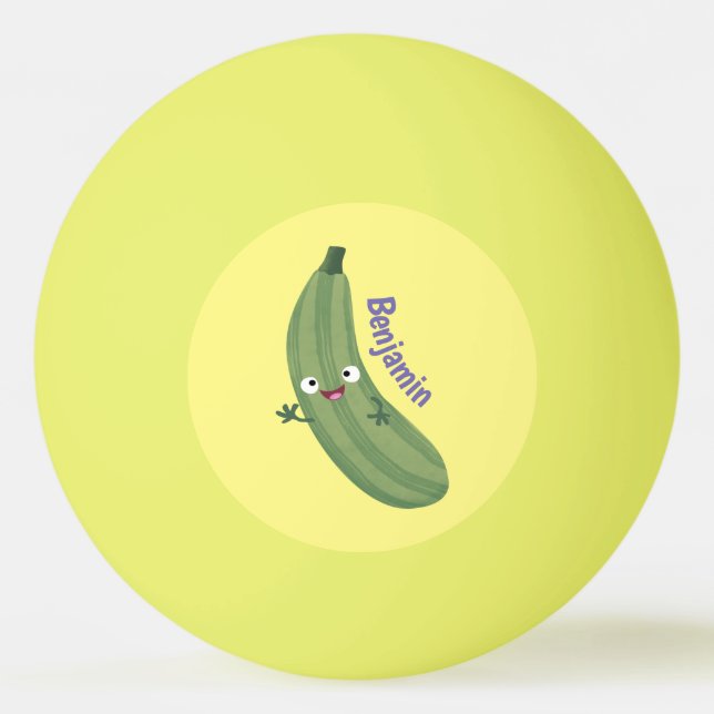 Cute zucchini happy cartoon illustration ping pong ball (Front)