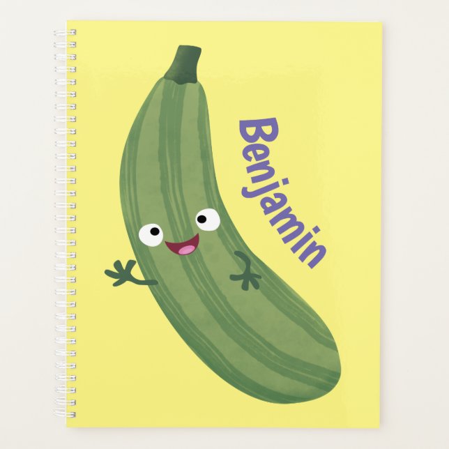 Cute zucchini happy cartoon illustration planner (Front)