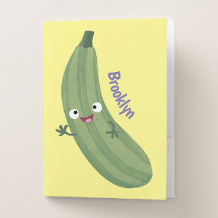 Cute zucchini happy cartoon illustration pocket folder