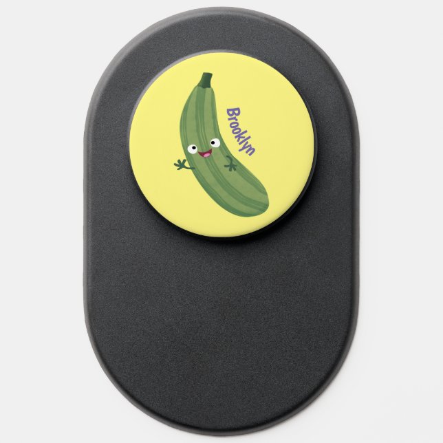 Cute zucchini happy cartoon illustration PopSocket (Popsocket)