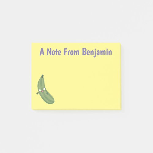 Cute zucchini happy cartoon illustration post_it notes