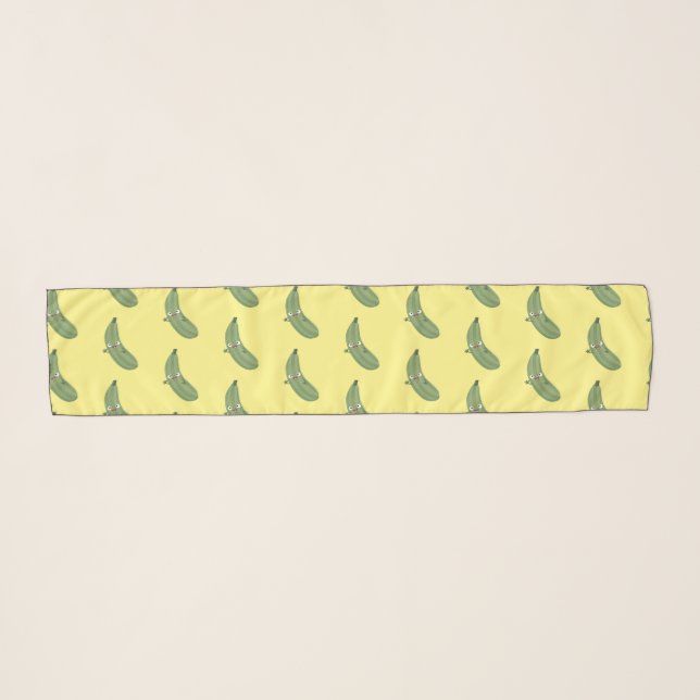 Cute zucchini happy cartoon illustration scarf (Front (Horizontal))
