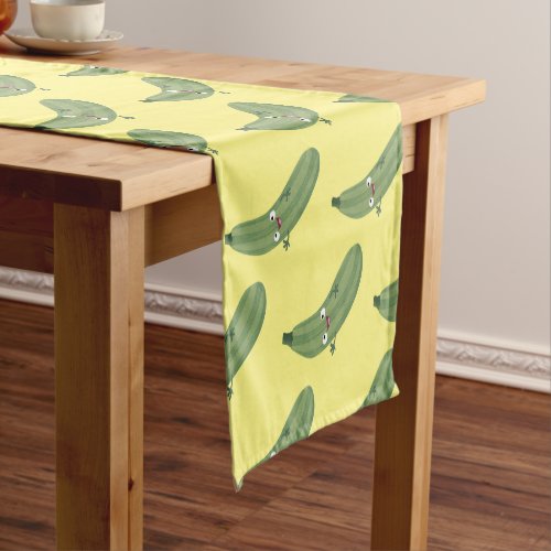 Cute zucchini happy cartoon illustration short table runner