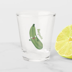 Cute zucchini happy cartoon illustration shot glass
