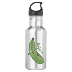 Cute zucchini happy cartoon illustration stainless steel water bottle