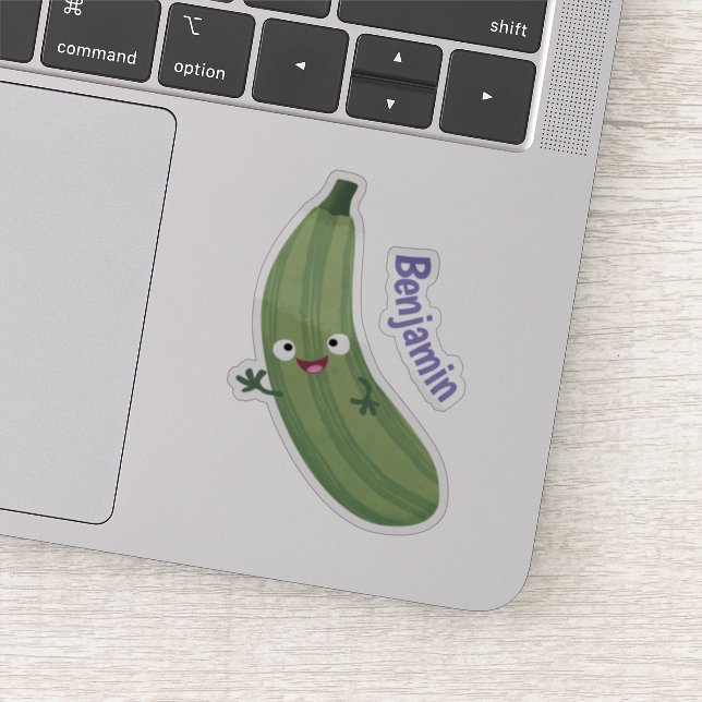 Cute zucchini happy cartoon illustration sticker (Detail)