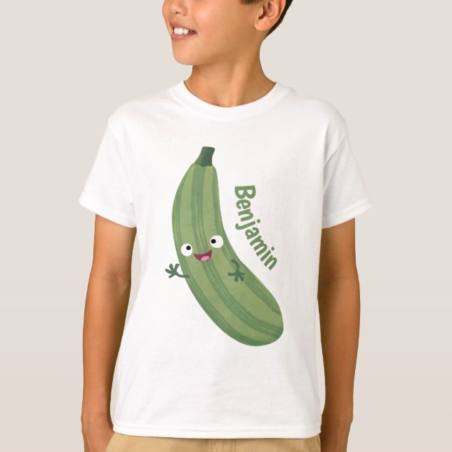 Cute zucchini happy cartoon illustration T-Shirt (Front)