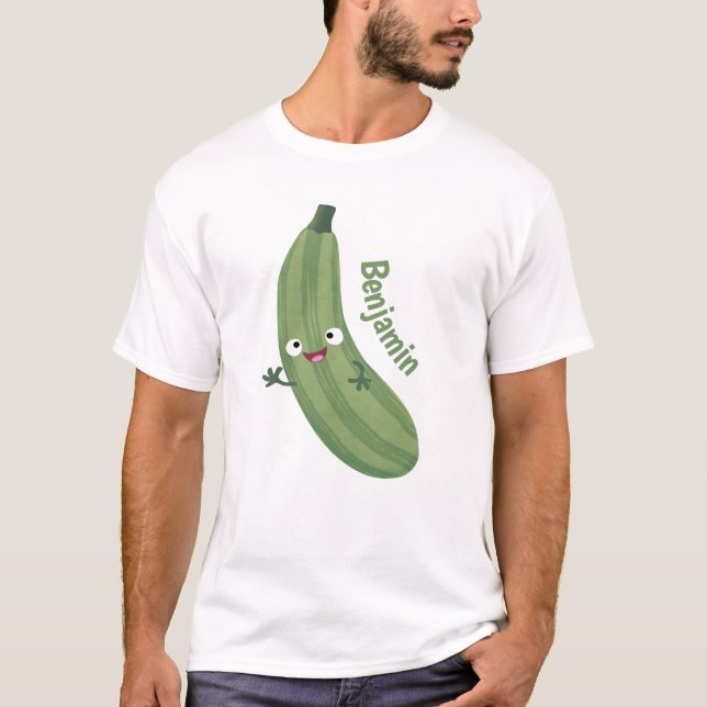 Cute zucchini happy cartoon illustration T-Shirt (Front)