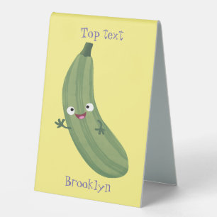 Cute zucchini happy cartoon illustration table tent