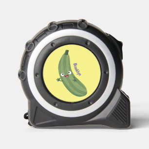 Cute zucchini happy cartoon illustration tape measure