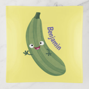 Cute zucchini happy cartoon illustration trinket tray