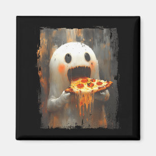 Cute Zza Ghost Eating Zza Funny Halloween Food Lov Magnet