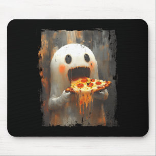 Cute Zza Ghost Eating Zza Funny Halloween Food Lov Mouse Pad