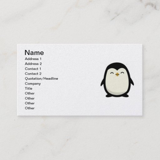 Customizable cutebabypenguin business card template