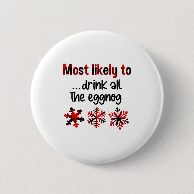 Cutecomfy Most Likely To Drink All The Eggnog Chri Button (Front)