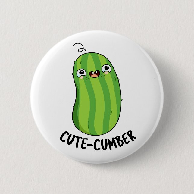 Cutecumber Funny Cucumber Pun Button (Front)