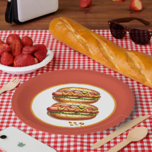 Cutegrilled hotdog party paper plates