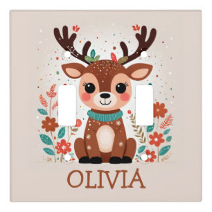 Cutel Floral Deer Personalized Light Switch Cover