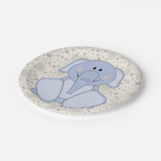 Cutelyn Baby Blue Elephant Paper Plates