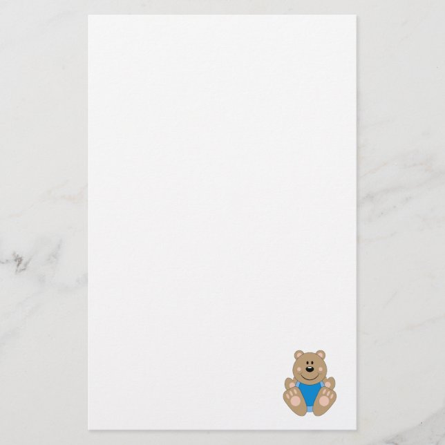 Cutelyn Baby Boy Bear Stationery (Front)