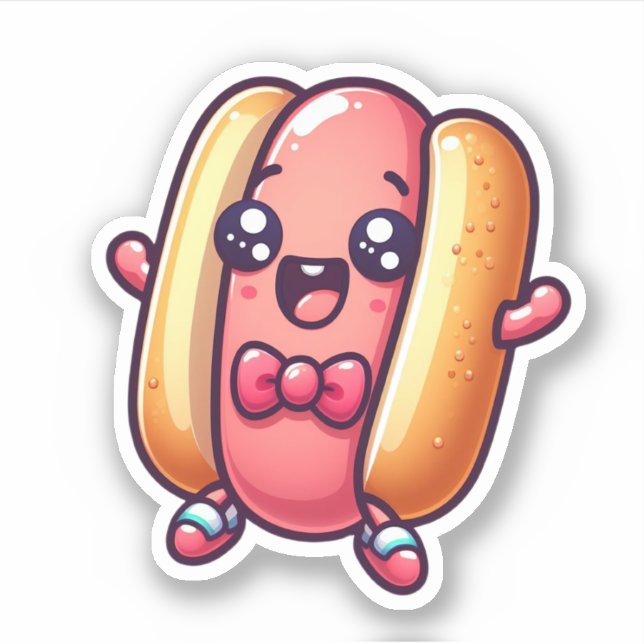 Cuteness Overload Kawaii Hotdog Sticker (Front)