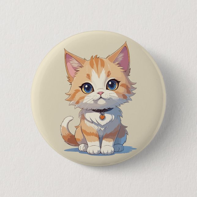 Cuteness Overload Kawaii Kitty Button (Front)