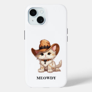 Cuteness Overload Meowdy Western Cat iPhone 15 Case