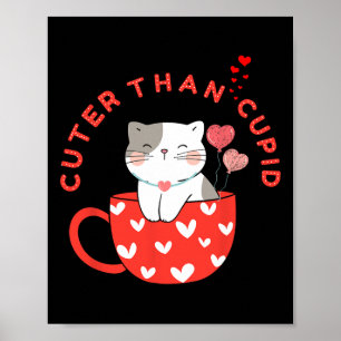 Cuter Than Cupid Kawaii Cat In Mug Fur Mom Kitten Poster
