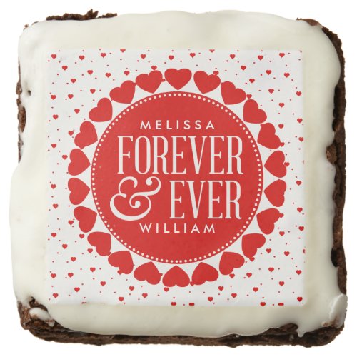 CuteRed Circle Heart Text_ Forever  Ever Chocolate Brownie