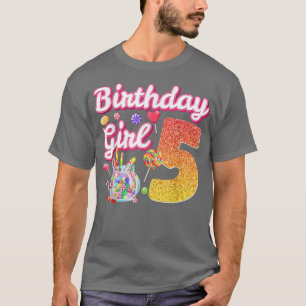 Cutes 5th Birthday Girls Sweet Candy 5 Year Old Ca T-Shirt