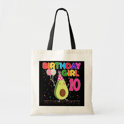 Cutes Avocados 10th Birthday Girl 10 Years Old Tote Bag