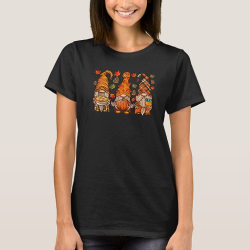 Cutes Gnomes With Pumpkins Maple Fall Autumn Colle T_Shirt
