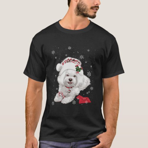 Cutes Maltese Santa Christmas Maltese Hat In Snow  T_Shirt
