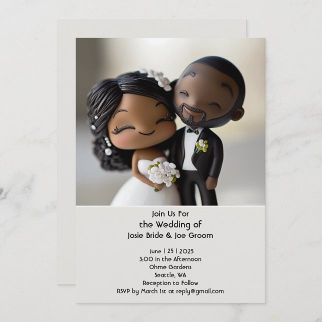 Cutest African American wedding Invitation (Front/Back)